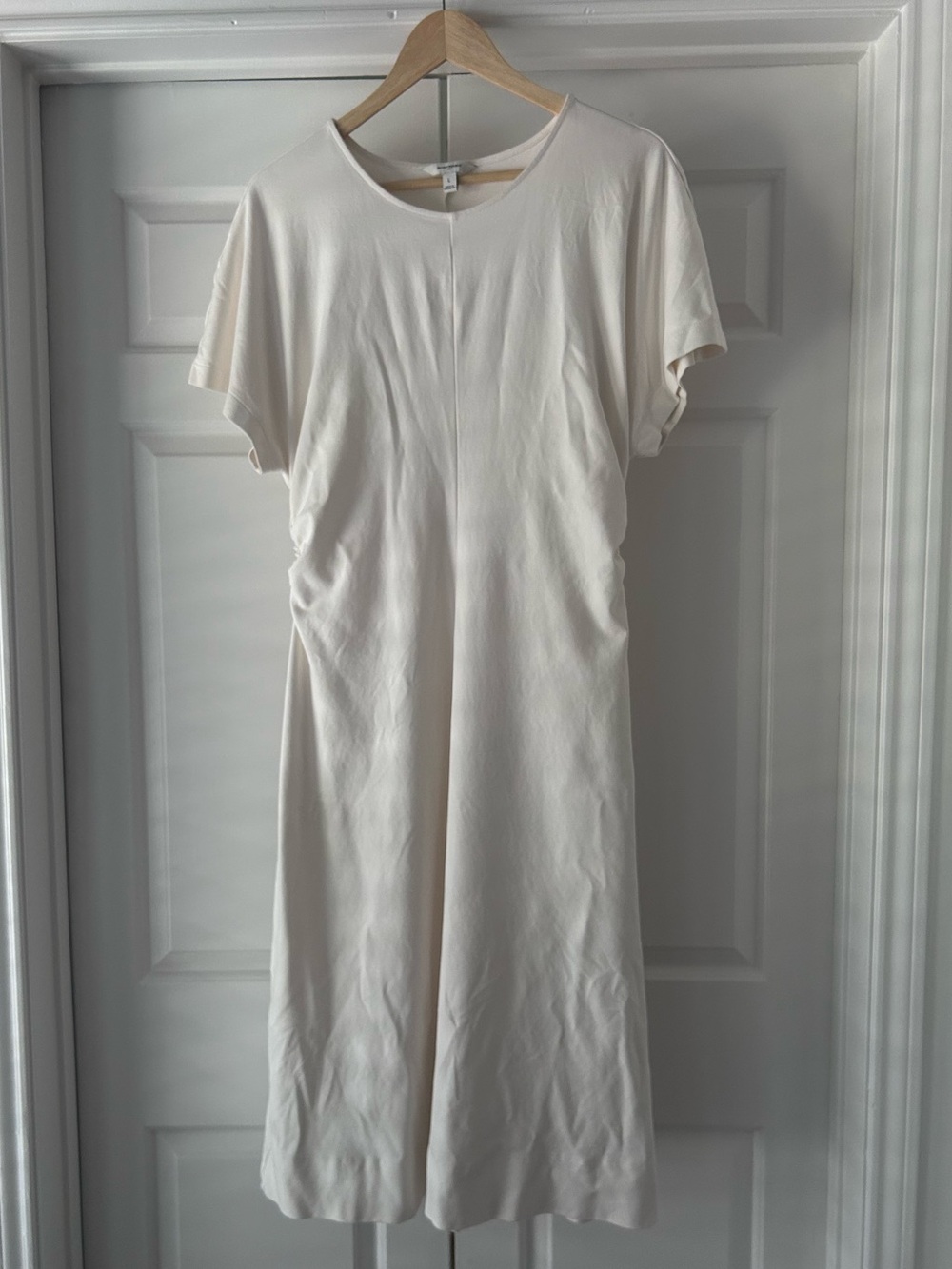 Banana Republic Cream Ruched T-Shirt Midi Dress L